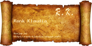 Renk Klaudia névjegykártya